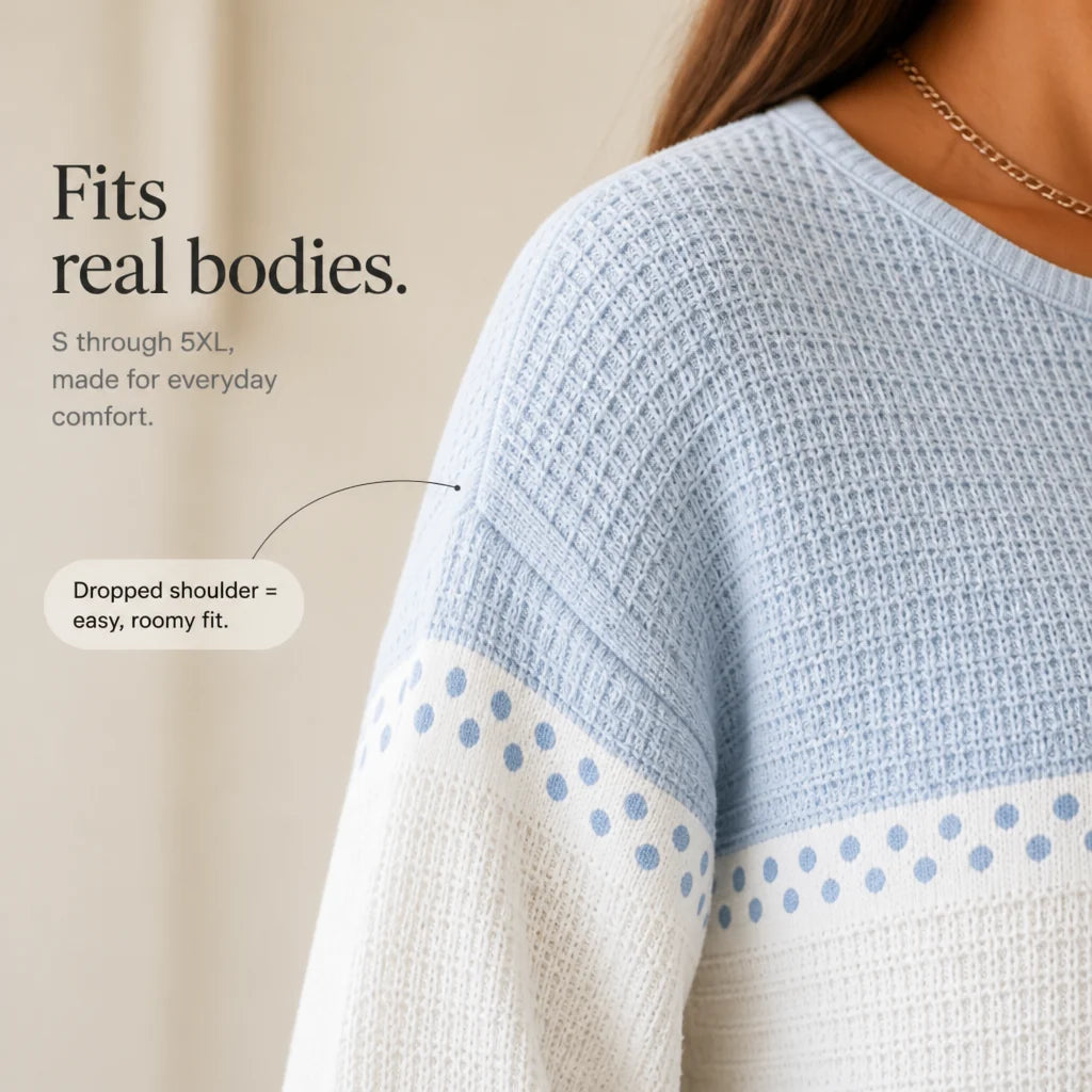 Avery | Color-Block Waffle Knit Henley Sweater