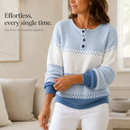 Avery | Color-Block Waffle Knit Henley Sweater