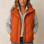Rachel | Quilted Cropped Vest with Stand Collar