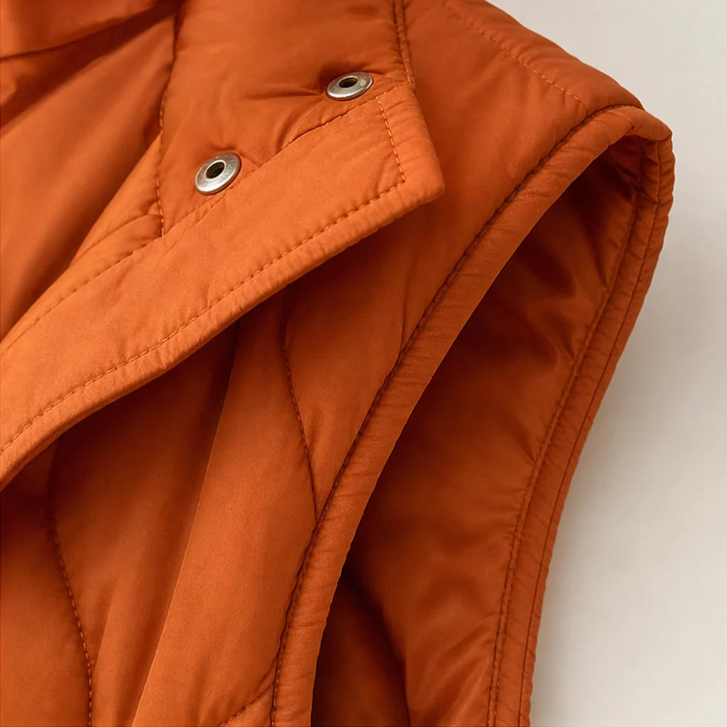Rachel | Quilted Cropped Vest with Stand Collar