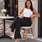 Wynelle Wide-Leg Trousers | High-Waisted, Buttoned, Smooth Polyester 5
