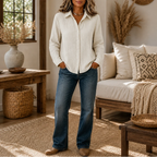 Wynlee White Blouse | Lightweight Crinkle-Crepe, Relaxed Fit 10