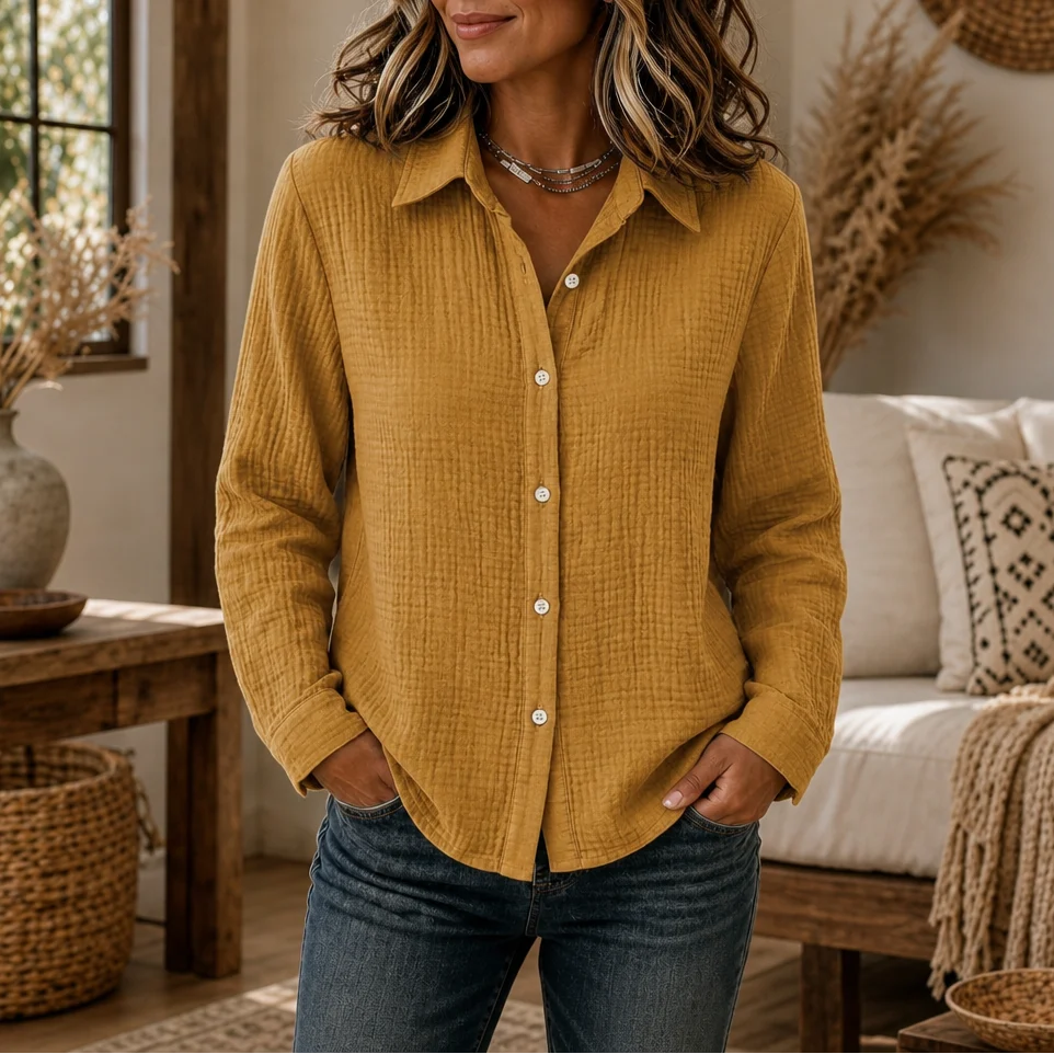 Wynlee White Blouse | Lightweight Crinkle-Crepe, Relaxed Fit 12
