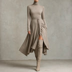 Scarlett | Ribbed Knit Midi Dress with Turtleneck