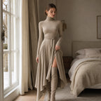 Scarlett | Ribbed Knit Midi Dress with Turtleneck