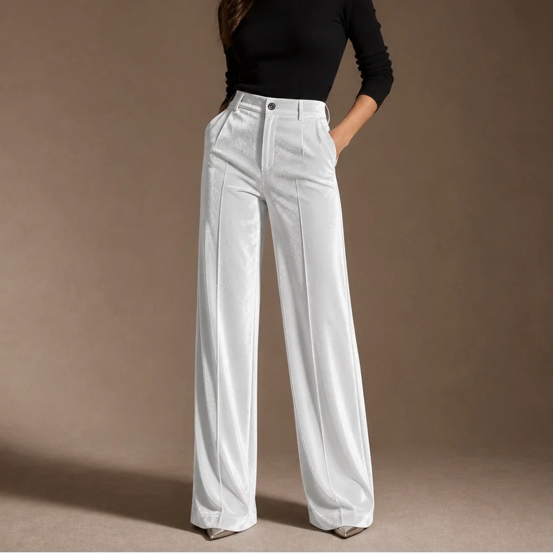 Violet | High-Waisted Wide-Leg Velvet Pants