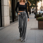 Violet | High-Waisted Wide-Leg Velvet Pants