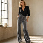 Violet | High-Waisted Wide-Leg Velvet Pants