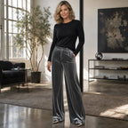 Violet | High-Waisted Wide-Leg Velvet Pants