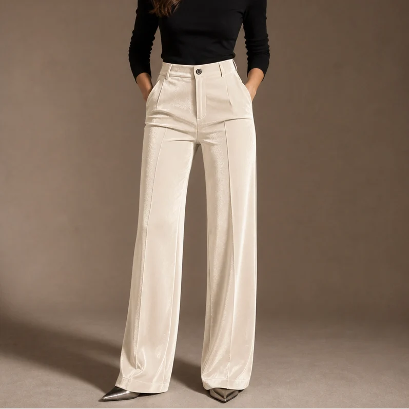 Violet | High-Waisted Wide-Leg Velvet Pants