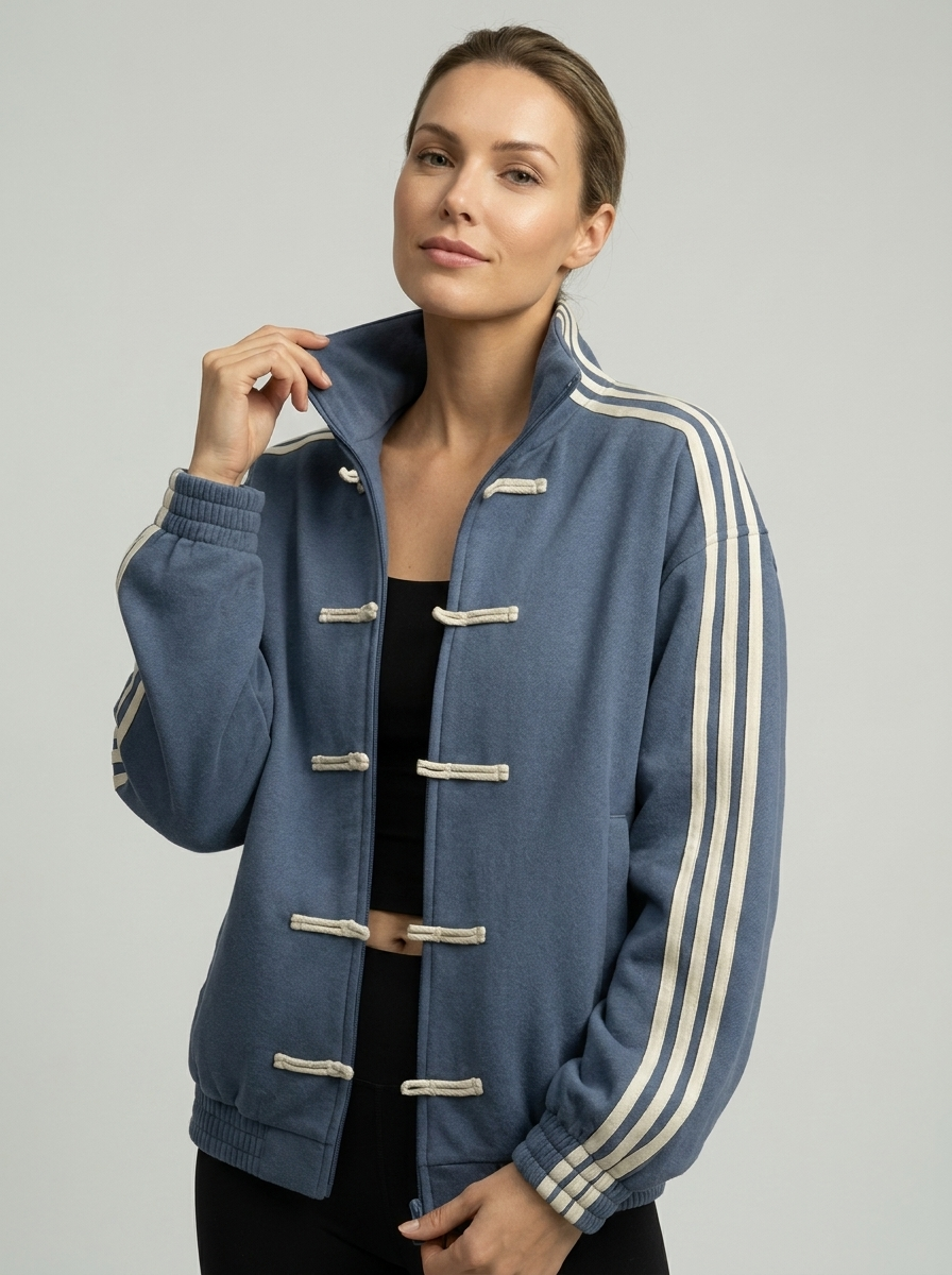 Dana | Bomber Jacket with Stand Collar & Stripes