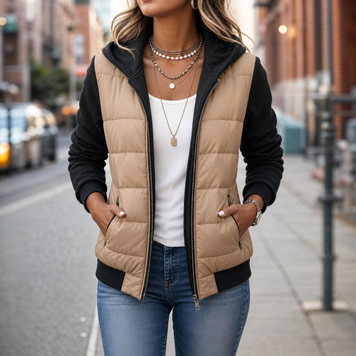 Abbie | Cozy Knit-Sleeve Puffer Jacket
