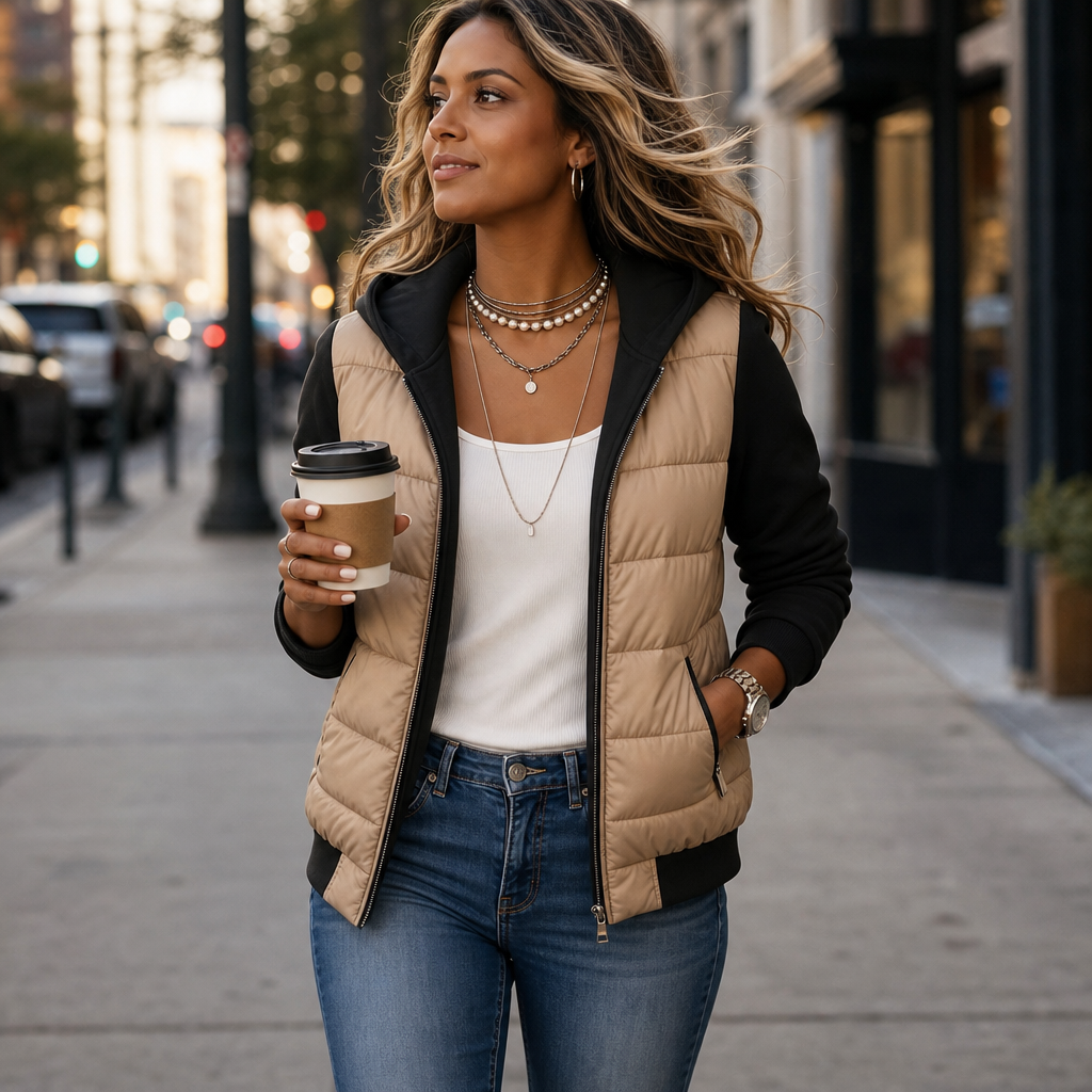Abbie | Cozy Knit-Sleeve Puffer Jacket