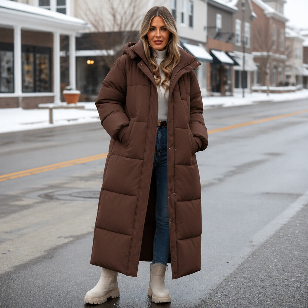 Addie | Cozy Long Hooded Puffer Coat