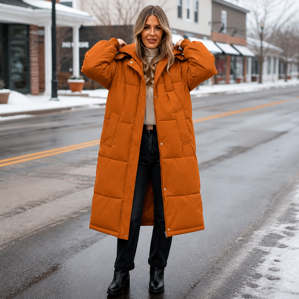 Addie | Cozy Long Hooded Puffer Coat