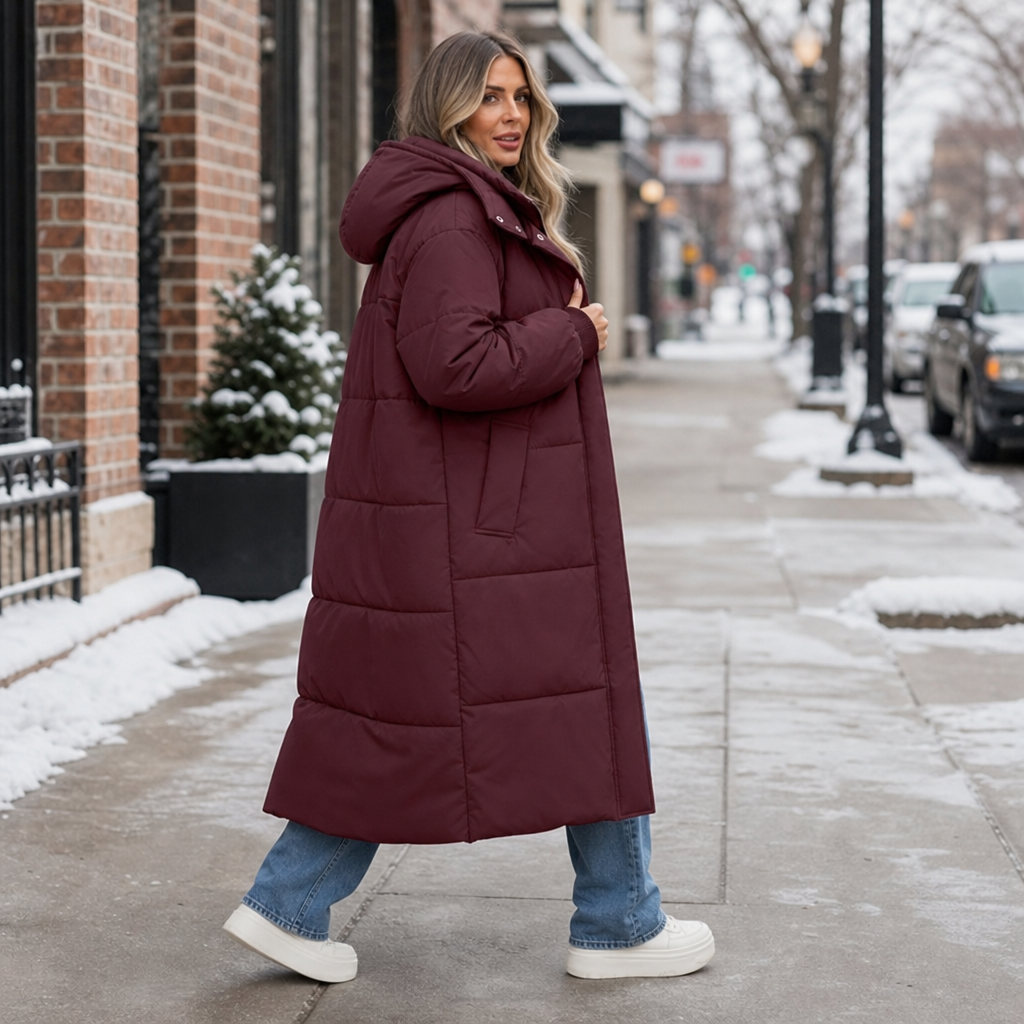 Addie | Cozy Long Hooded Puffer Coat
