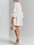Adriana | Round-Neck Long-Sleeve A-Line Mini Dress