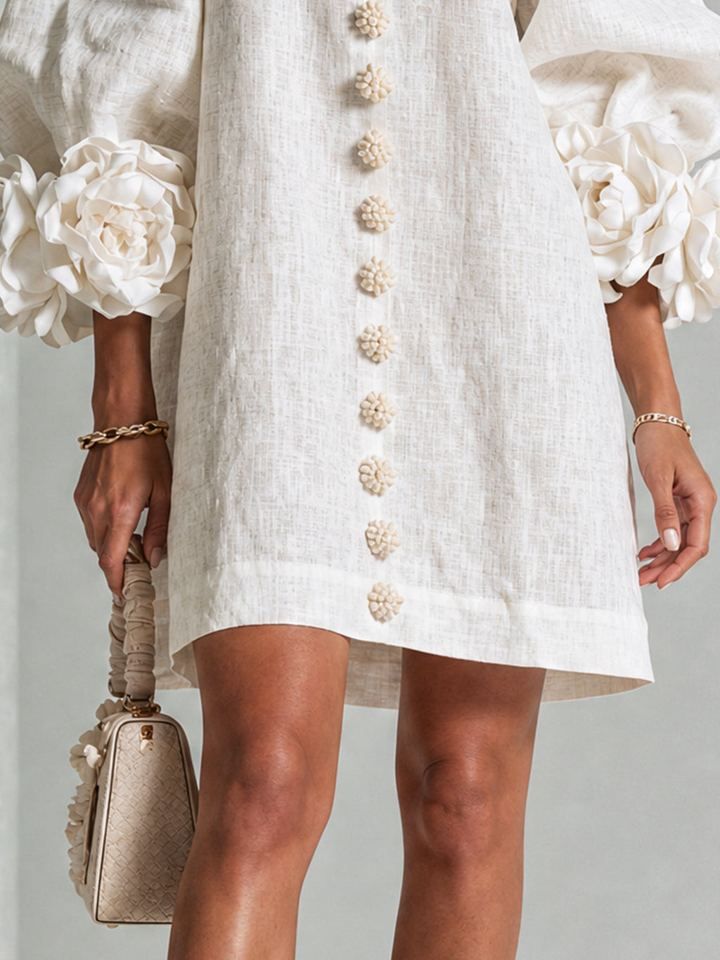 Adriana | Round-Neck Long-Sleeve A-Line Mini Dress