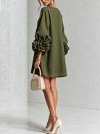 Adriana | Round-Neck Long-Sleeve A-Line Mini Dress