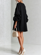 Adriana | Round-Neck Long-Sleeve A-Line Mini Dress