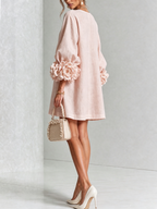 Adriana | Round-Neck Long-Sleeve A-Line Mini Dress