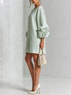 Adriana | Round-Neck Long-Sleeve A-Line Mini Dress