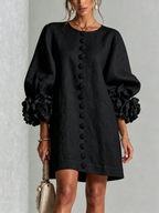 Adriana | Round-Neck Long-Sleeve A-Line Mini Dress