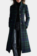 Adrienne | Elegant Plaid Mid-Length Coat