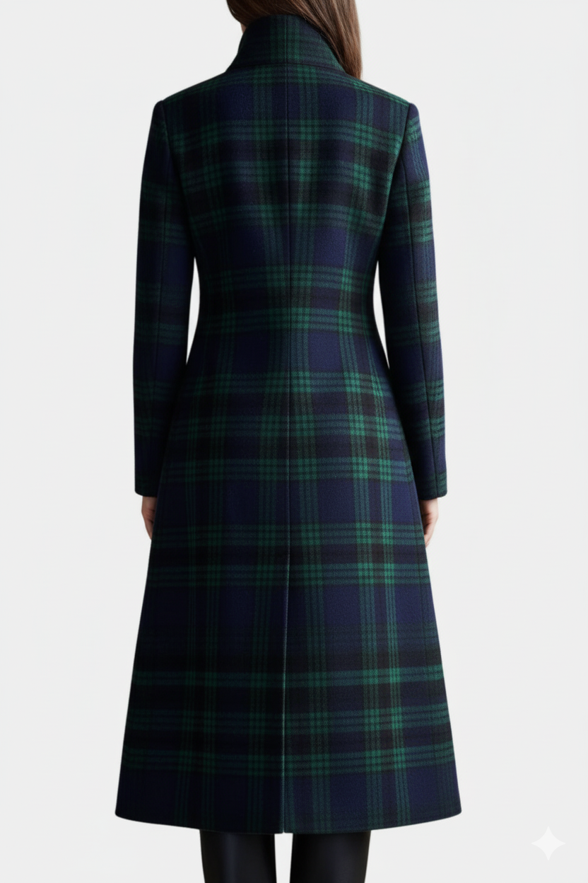 Adrienne | Elegant Plaid Mid-Length Coat