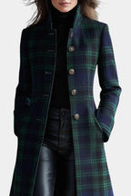 Adrienne | Elegant Plaid Mid-Length Coat