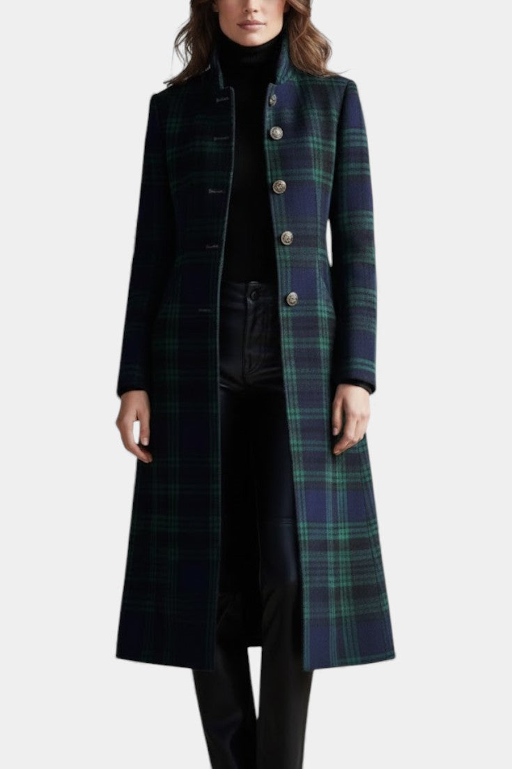 Adrienne | Elegant Plaid Mid-Length Coat