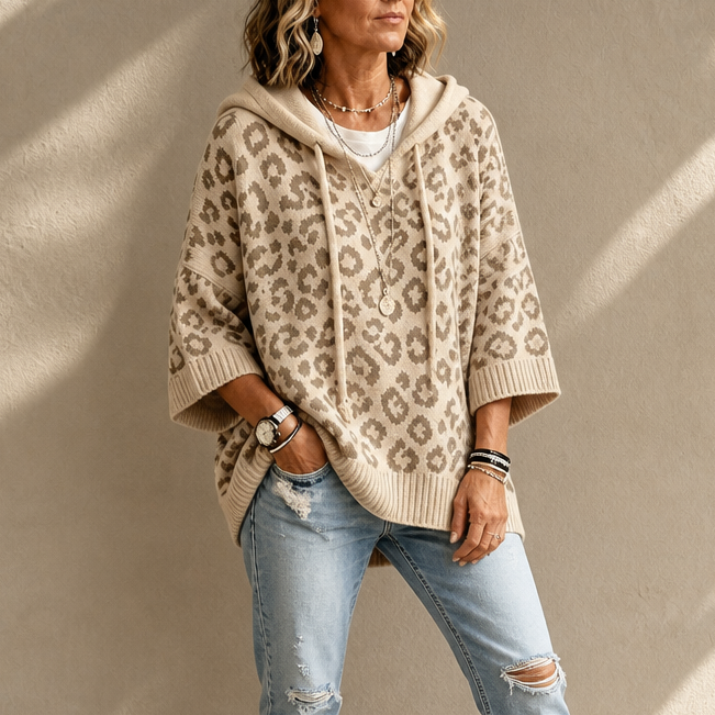 Alaina | Cozy Leopard Hooded Sweater