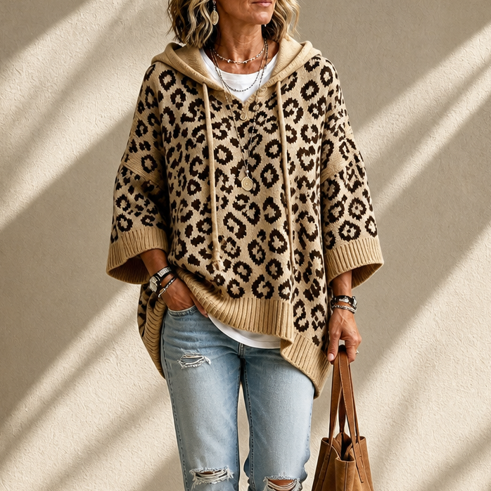 Alaina | Cozy Leopard Hooded Sweater