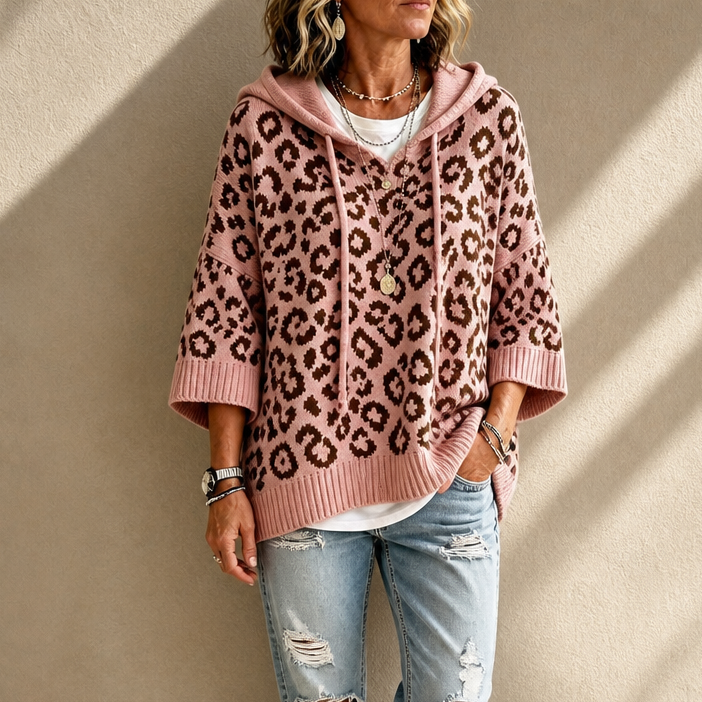 Alaina | Cozy Leopard Hooded Sweater