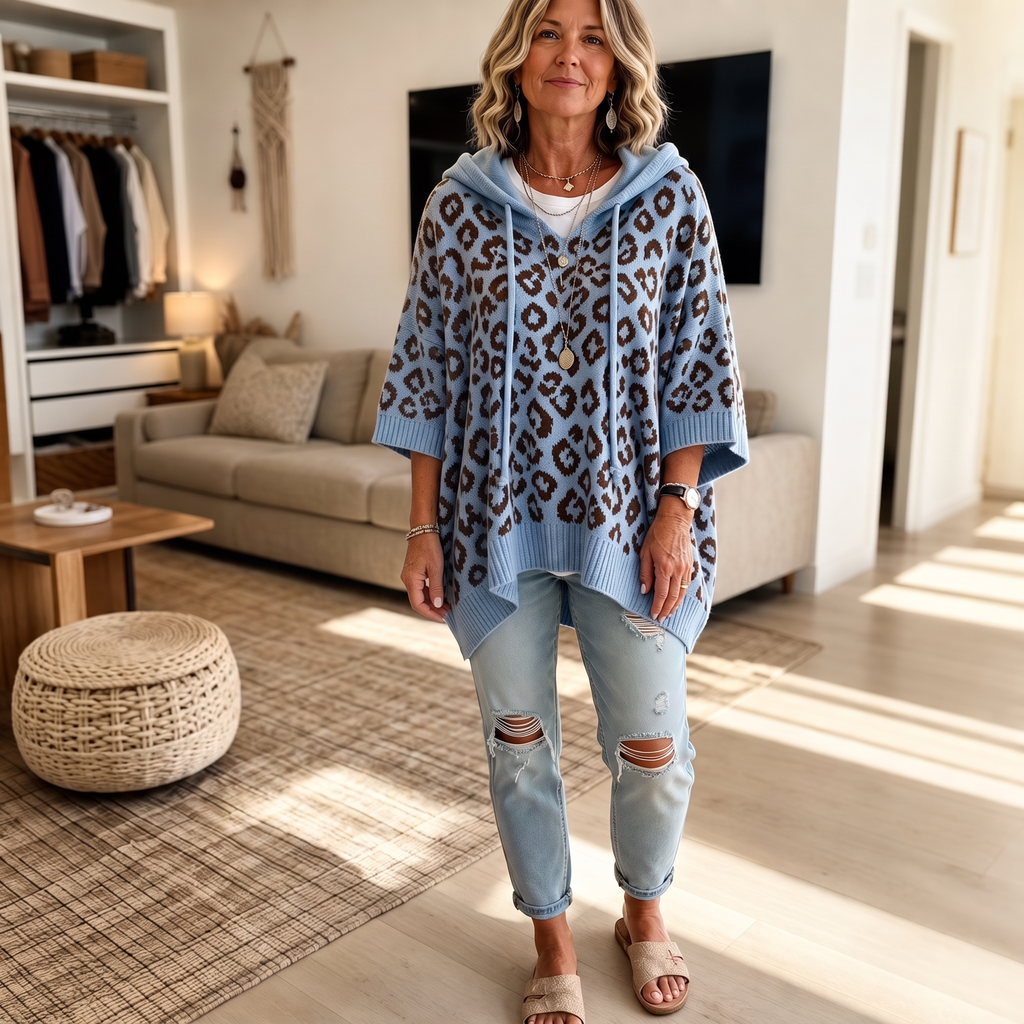 Alaina | Cozy Leopard Hooded Sweater