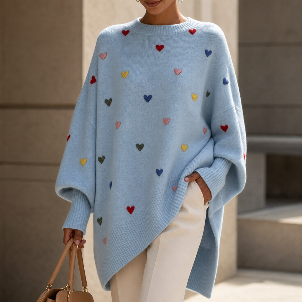 Alessandra | Cozy Heart Batwing Sweater