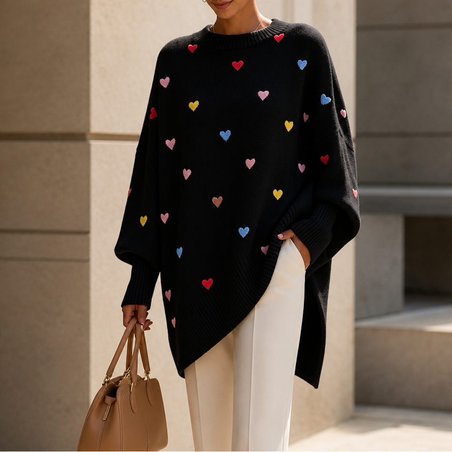 Alessandra | Cozy Heart Batwing Sweater