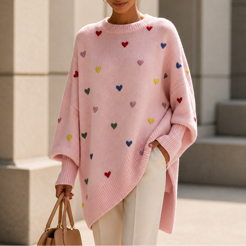 Alessandra | Cozy Heart Batwing Sweater