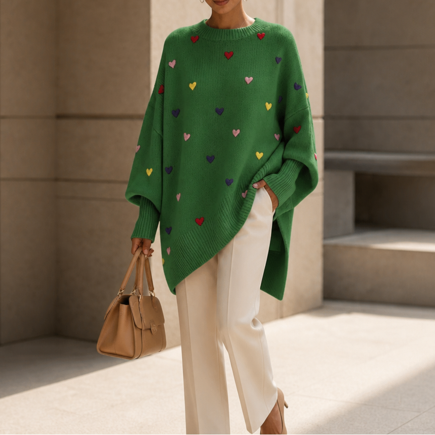 Alessandra | Cozy Heart Batwing Sweater