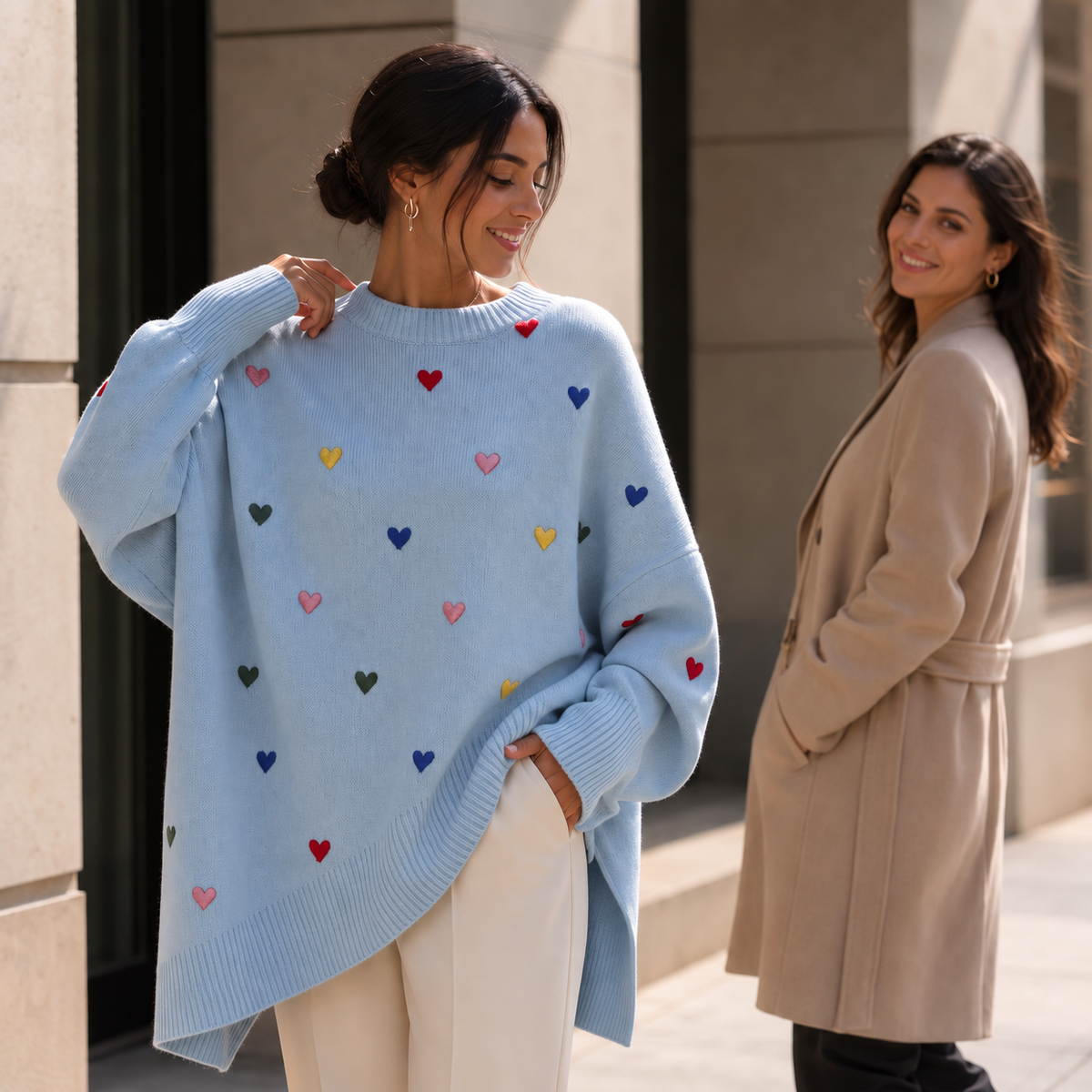 Alessandra | Cozy Heart Batwing Sweater