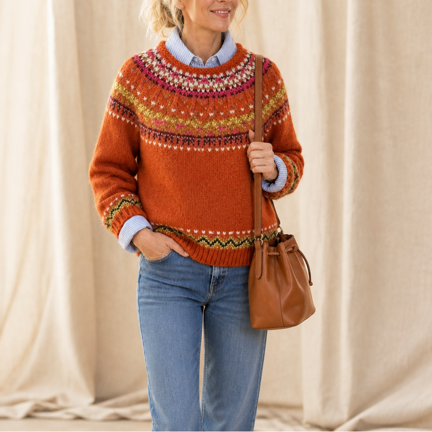 Alexandra | Cozy Fair Isle Yoke Sweater