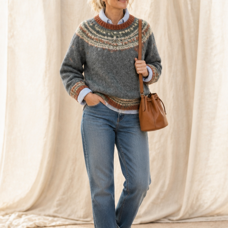 Alexandra | Cozy Fair Isle Yoke Sweater