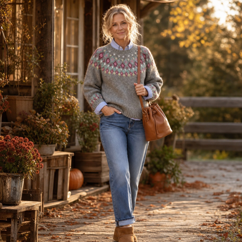 Alexandra | Cozy Fair Isle Yoke Sweater