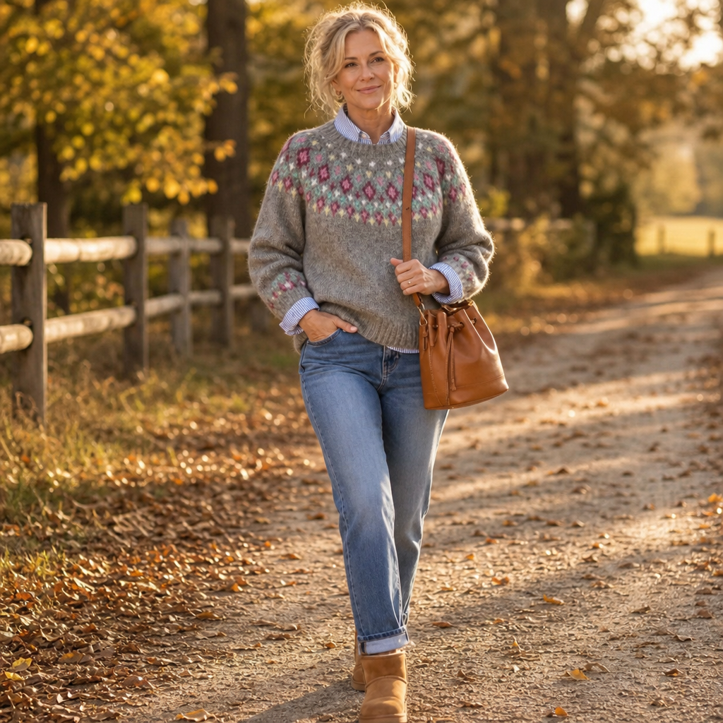 Alexandra | Cozy Fair Isle Yoke Sweater