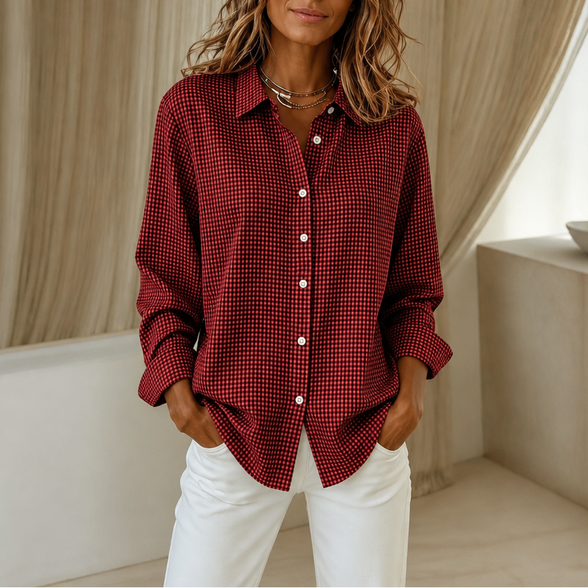 Alexandria | Retro Plaid Button-Down Shirt