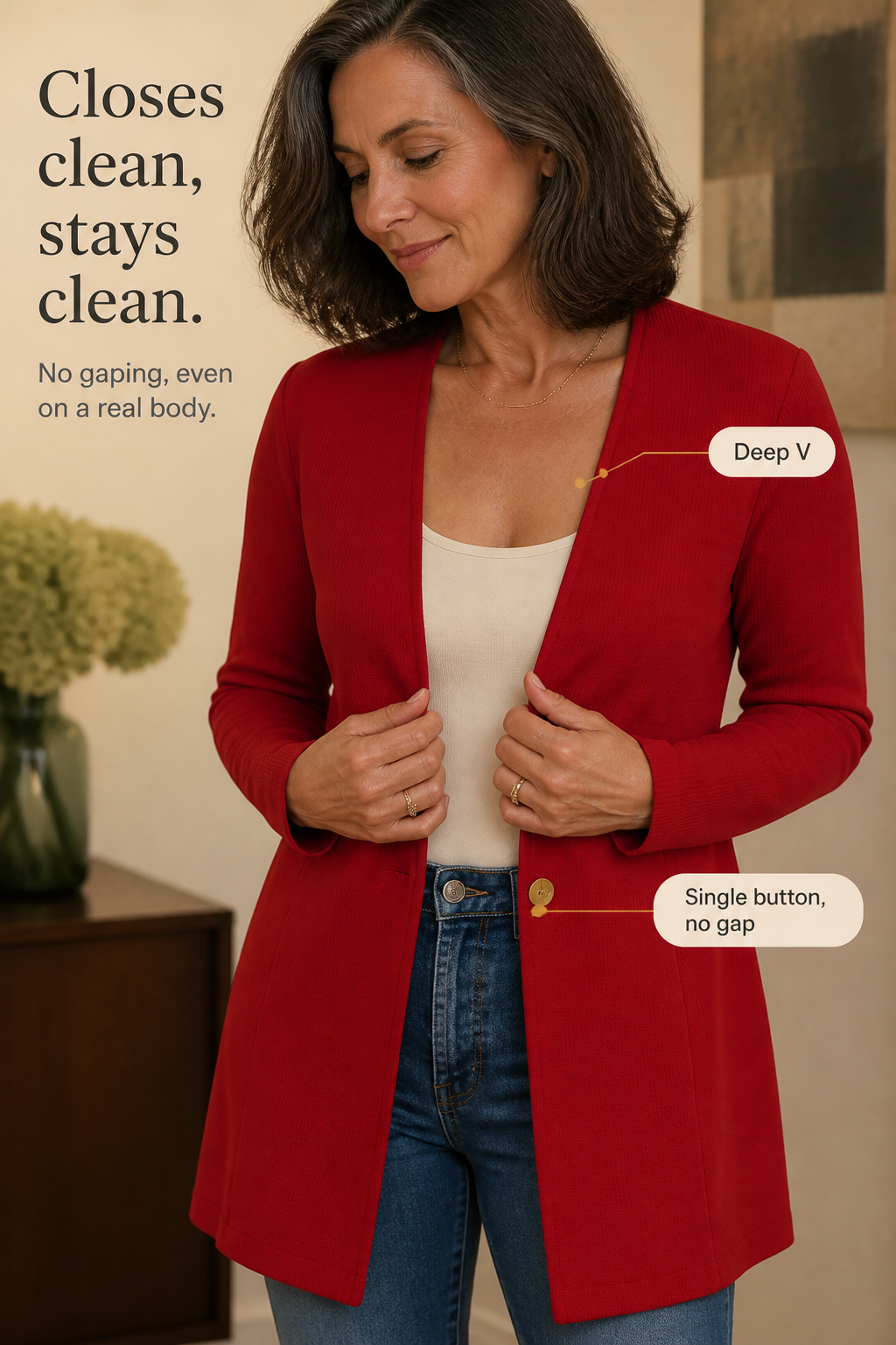 Alexia | Sleek Single-Button A-Line Blazer