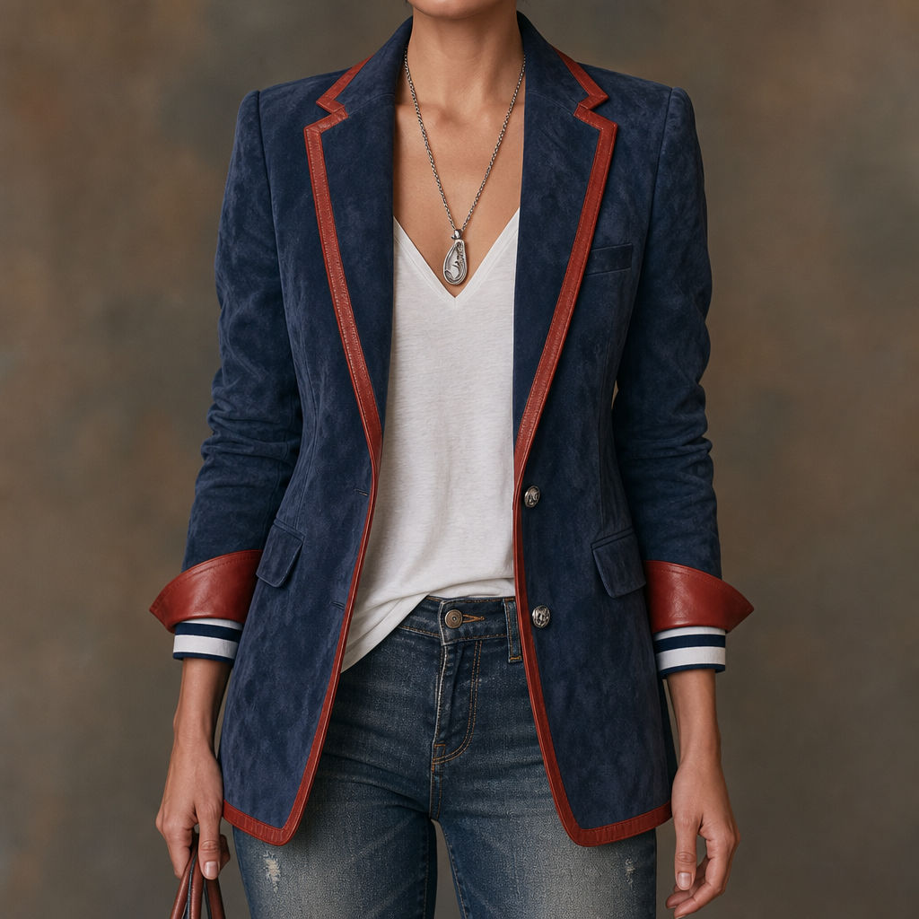 Alissa | Contrast Trim Velvet Blazer