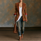 Alissa | Contrast Trim Velvet Blazer