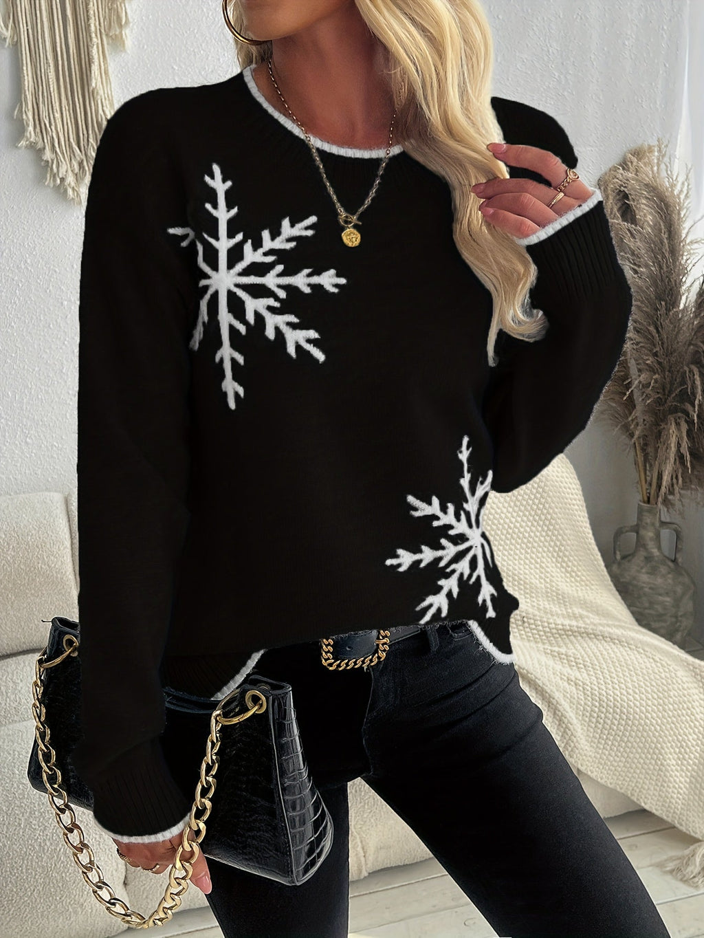 Alyson | Cozy Snowflake Jacquard Sweater