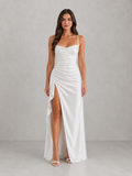 Annabel | Draped Ruched Satin-Look Maxi Dress